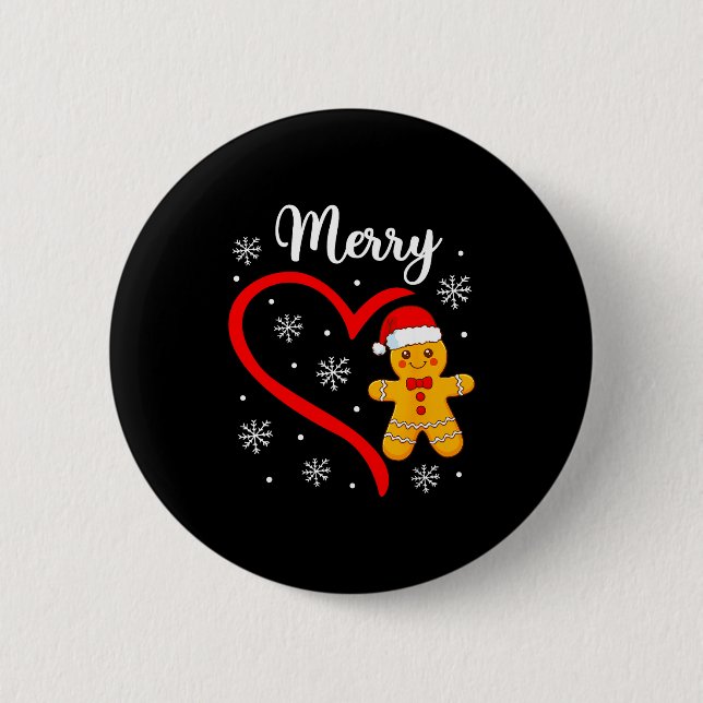 Merry Christmas Gingerbread Family Couples Xmas Pa Button (Vorderseite)