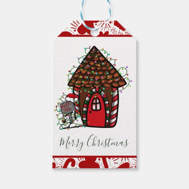 Merry Christmas gingerbread House Favor Bag Geschenkanhänger (Vorderseite)