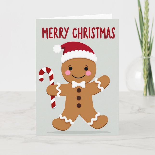 Merry Christmas Gingerbread Man Card Karte (Vorderseite)