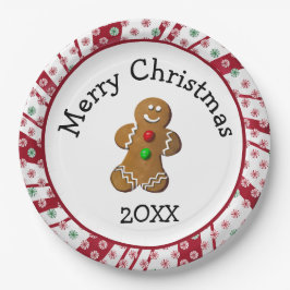 Merry Christmas Gingerbread Man Pappteller