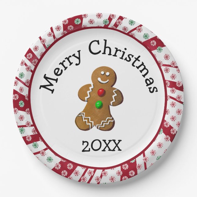 Merry Christmas Gingerbread Man Pappteller (Vorderseite)