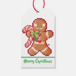 Merry Christmas, GingerBread man, Pixel Art Geschenkanhänger