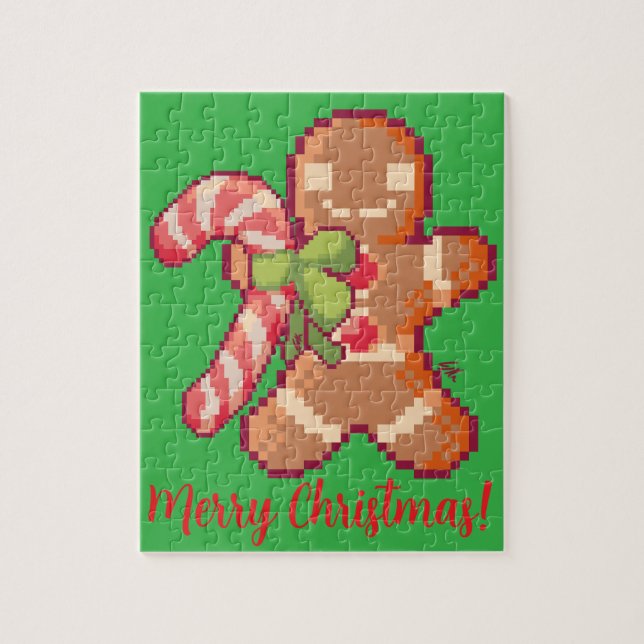Merry Christmas, Gingerbread man, Pixelart, Pixel  (Vertikal)