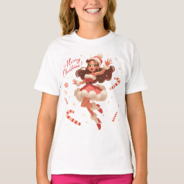 Merry Christmas Girl in Red Dress T-Shirt