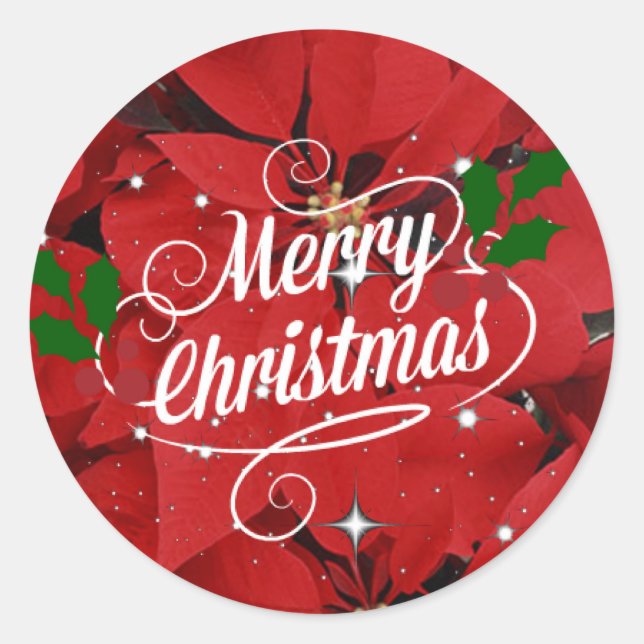Merry Christmas, Glitter und Sparkle Runder Aufkleber (Vorderseite)