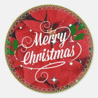 Merry Christmas, Glitter und Sparkle Runder Aufkleber