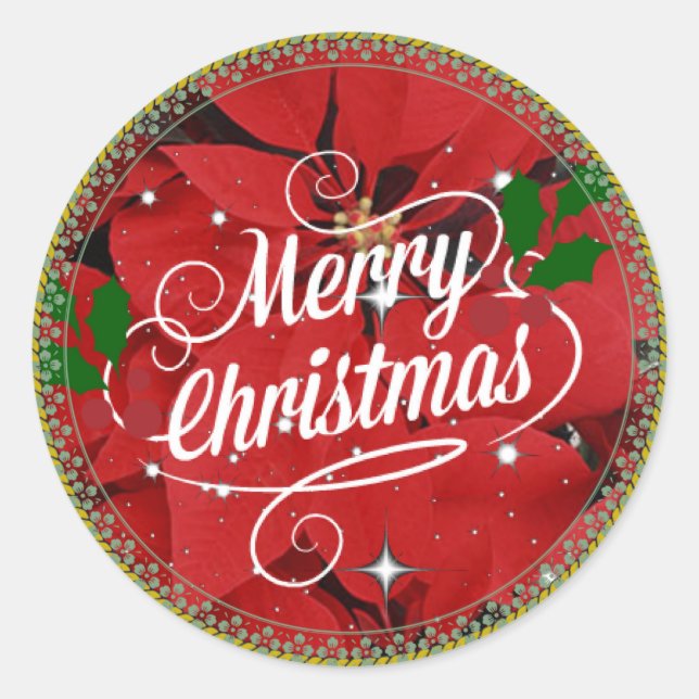 Merry Christmas, Glitter und Sparkle Runder Aufkleber (Vorderseite)