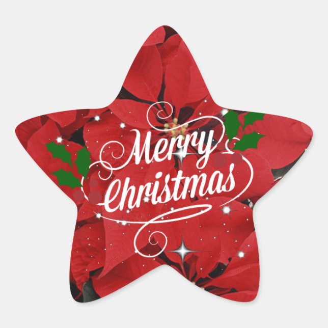 Merry Christmas, Glitter und Sparkle Stern-Aufkleber (Vorderseite)