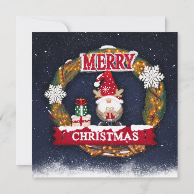 Merry Christmas Gnome  Karte (Vorderseite)