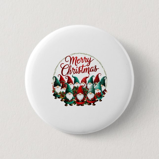 Merry Christmas Gnomes  Button (Vorderseite)