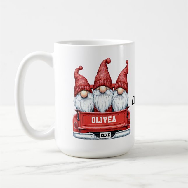 Merry Christmas Gnomes in Truck Kaffeetasse (Links)