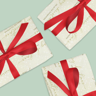 Merry Christmas Gold Calligraphy Script Custom Geschenkpapier Set