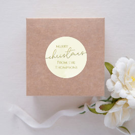 Merry Christmas Gold Calligraphy Script Custom Runder Aufkleber