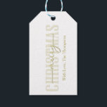 Merry Christmas Gold Calligraphy Script Geschenkanhänger<br><div class="desc">Dieses Design besticht durch ein schnelles Weihnachtsgold-Kalligraphie-Skript mit modernem, minimalistischem, einfachem und modernem Typografie-Design mit minimalistischen Etiketten, perfekt für die Verpackung von Urlaubspendern, einem eleganten Klassiker, traditioneller Familienname</div>