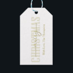 Merry Christmas Gold Calligraphy Script Geschenkanhänger<br><div class="desc">Dieses Design besticht durch ein schnelles Weihnachtsgold-Kalligraphie-Skript mit modernem, minimalistischem, einfachem und modernem Typografie-Design mit minimalistischen Etiketten, perfekt für die Verpackung von Urlaubspendern, einem eleganten Klassiker, traditioneller Familienname</div>