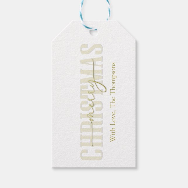 Merry Christmas Gold Calligraphy Script Geschenkanhänger (Vorderseite)