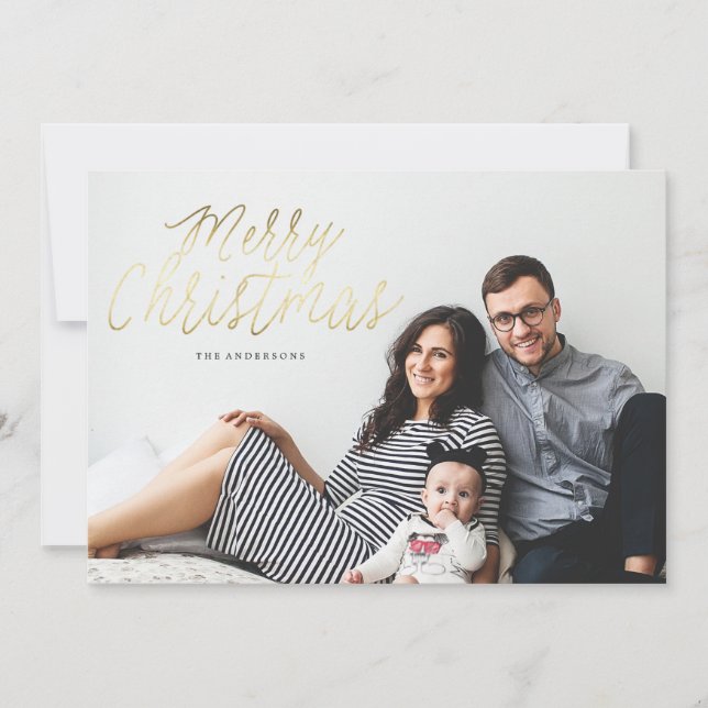 MERRY CHRISTMAS GOLD photo Noël carte de voeux (Devant)