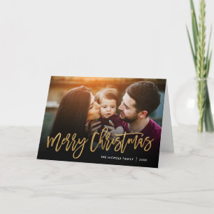 Merry Christmas Gold Script Photo Overlay Feiertagskarte