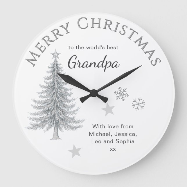 Merry Christmas Grandpa Personalized Keepsake Große Wanduhr (Vorderseite)