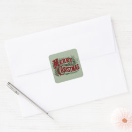 Merry Christmas - Green and Red Quadratischer Aufkleber