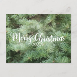 MERRY CHRISTMAS Green Pine Tree Holiday Feiertagspostkarte