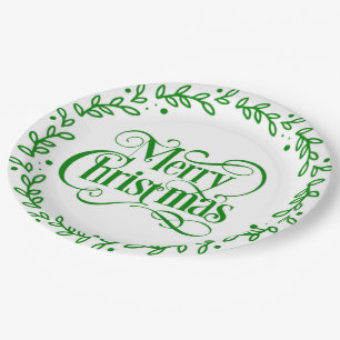 MERRY CHRISTMAS GREEN WREATH PAPPTELLER