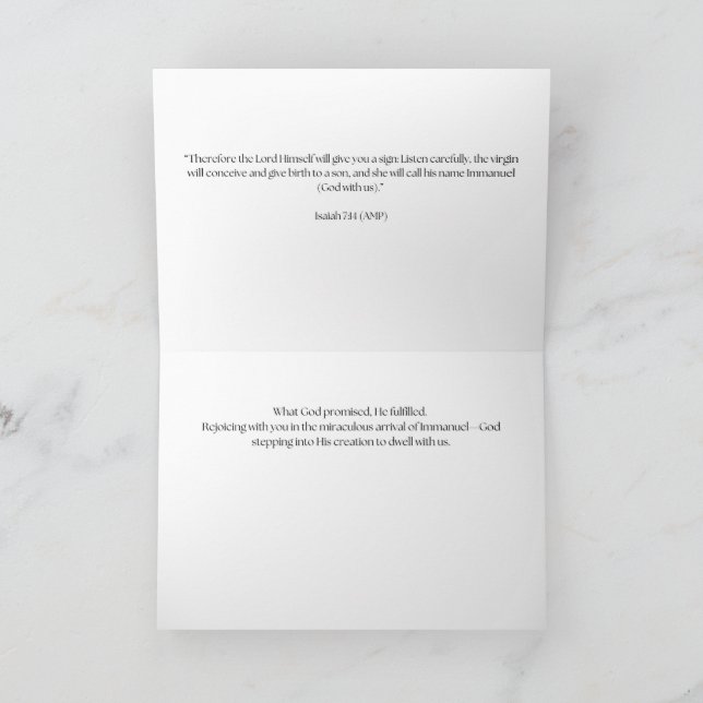 Merry Christmas Greeting Card Isaiah 7:14 (5x7) Dankeskarte (Innenseite)
