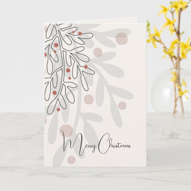 Merry Christmas hand drawn mistletoe  Karte (Gelbe Blume)