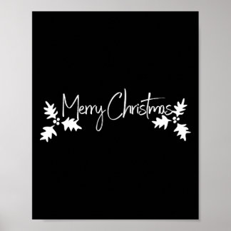 Merry Christmas Handwriting Script With Holly  Poster