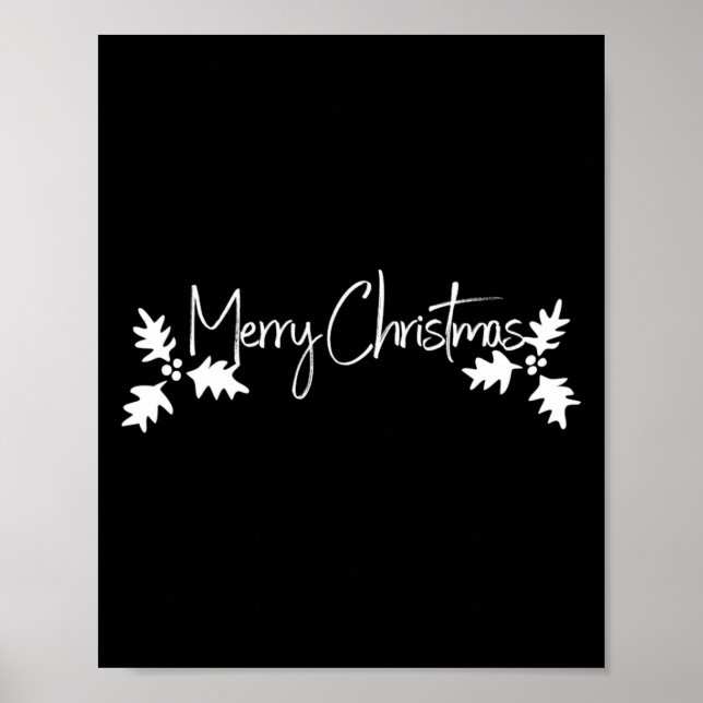 Merry Christmas Handwriting Script With Holly  Poster (Vorne)
