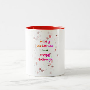 MERRY CHRISTMAS HAPPY FERIEN ZWEIFARBIGE TASSE