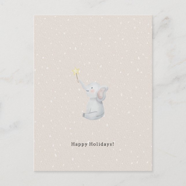 Merry Christmas Happy Holidays Elephant Card Postkarte (Vorderseite)
