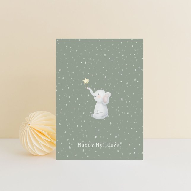 Merry Christmas Happy Holidays Elephant Card Postkarte (Von Creator hochgeladen)