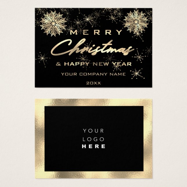 Merry Christmas Happy Holidays Name Logo Gold (Vorne & Hinten)