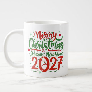 Merry Christmas Happy New Year 2026 Reindeer Jumbo-Tasse