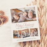 Merry Christmas & Happy New Year 4 Photos Collage Postkarte<br><div class="desc">Send sweet season's greetings to family and friends with these modern photo cards! This Modern design features 4 of your favorite photos in a simple collage layout. One rectangular photo is showcased at the top, with three square photos in a row at the bottom. The text reads "Merry Christmas and...</div>