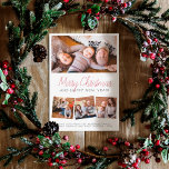 Merry Christmas & Happy New Year 4 Photos Collage Postkarte<br><div class="desc">Send sweet season's greetings to family and friends with these modern photo cards! This Modern design features 4 of your favorite photos in a simple collage layout. One rectangular photo is showcased at the top, with three square photos in a row at the bottom. The text reads "Merry Christmas and...</div>