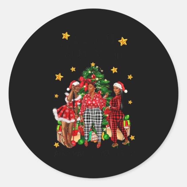 Merry Christmas Happy New Year African American Bl Runder Aufkleber (Vorderseite)