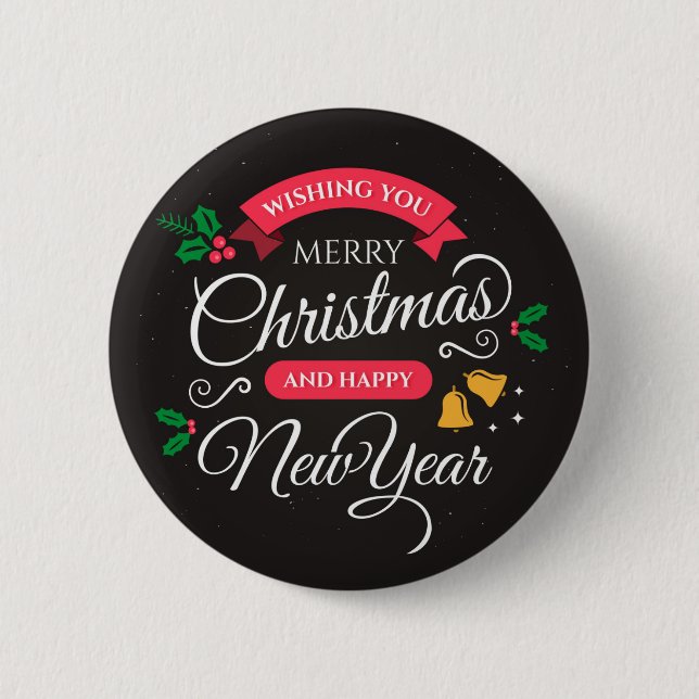 Merry Christmas & Happy New Year Button (Vorderseite)