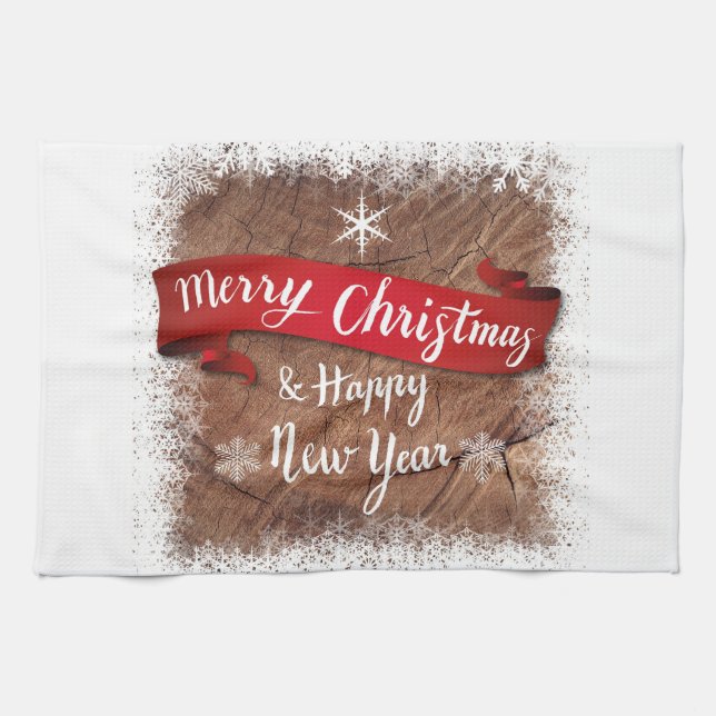Merry Christmas & Happy New Year Geschirrtuch (Horizontal)
