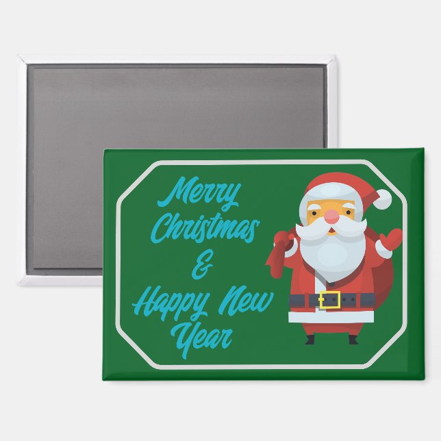 Merry Christmas & Happy New Year Magnet (Vorderseite/Rückseite)