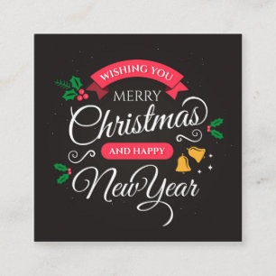 Merry Christmas & Happy New Year Quadratische Visitenkarte