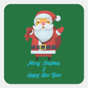 Merry Christmas & Happy New Year Quadratischer Aufkleber