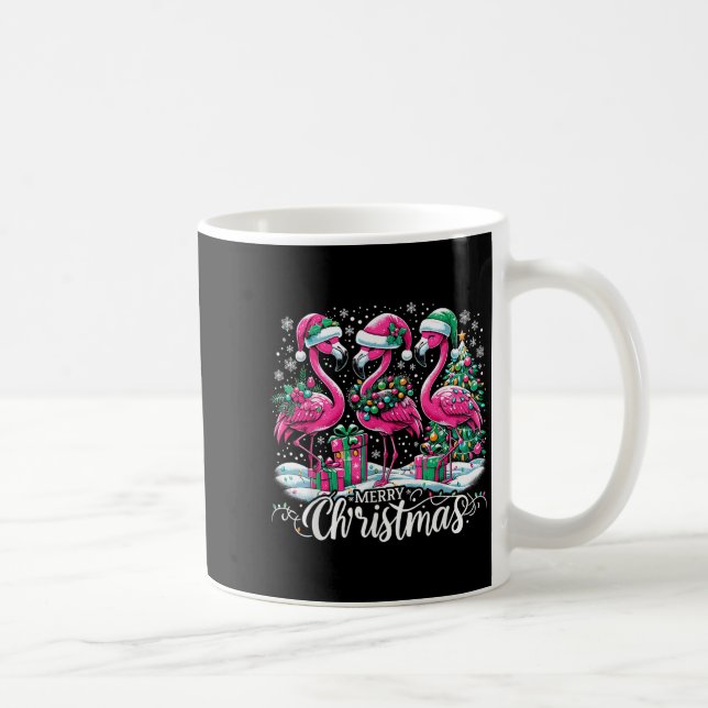 Merry Christmas Hat Santa Flamingo Light Christmas Kaffeetasse (Rechts)