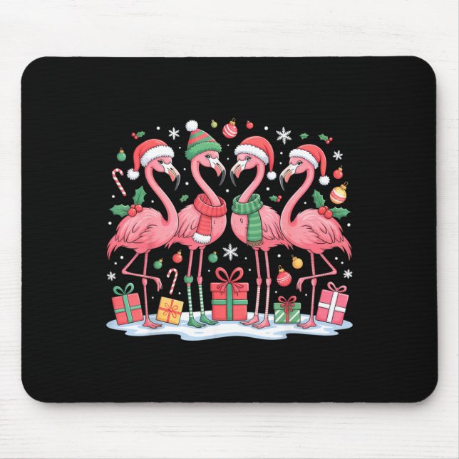 Merry Christmas Hat Santa Flamingo Light Christmas Mousepad (Vorne)