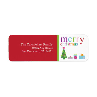 Merry Christmas Holiday Address Labels (rot)