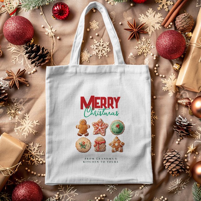 Merry Christmas Holiday Baking Festive Cookies Tragetasche (Von Creator hochgeladen)