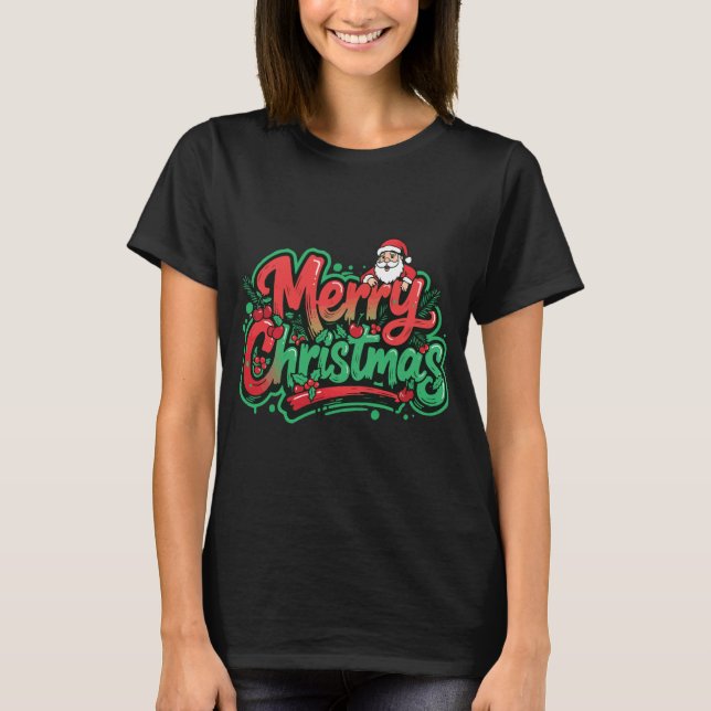Merry Christmas Holiday Design T-Shirt (Vorderseite)
