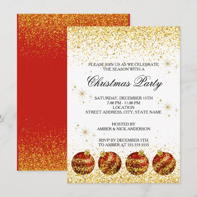 Merry Christmas Holiday Party Glitter Einladung (Vorne/Hinten)