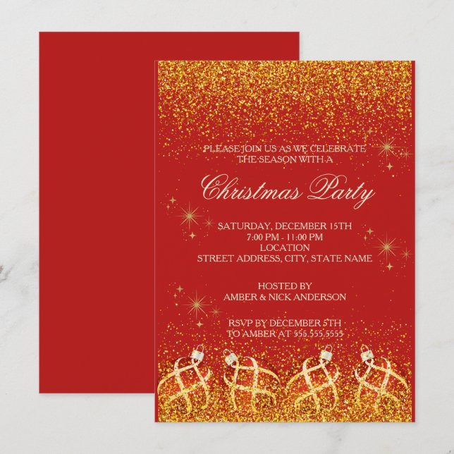 Merry Christmas Holiday Party Glitter Einladung (Vorne/Hinten)